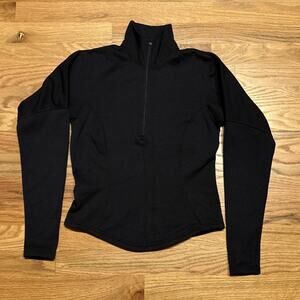 Obermeyer Polar Tec Base Layer Top Womens L Black Quarter Zip Mock Neck Ski VTG